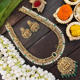 VrikshamJalebi Lakshmi Pendant Long Neckpiece-Green Bead-Green-G21269