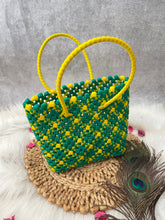 Vriksham Sunburst Hand-Woven Tote Green & Yellow Lattice Bag-KRG2152