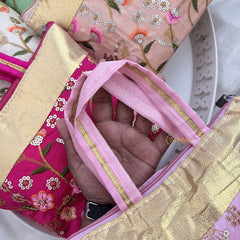 Return Gift Ethnic Hand Bags With Floral Embroidery-Set Of 6-RG326