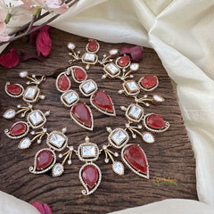 Exclusive Red Victorian Diamond Short Neckpiece-VV1921