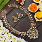 Vriksham Elegant Floral Design Pendant With 36 Manga Long Haram-Green Bead-G21253