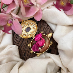 Vriksham Heritage Tortoise Gold Plated With Pink Accents Kumkum-G21870