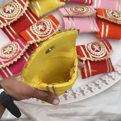 Return Gift Zari Silk Mini Pouches-Sewing Patturn-6 Pieces Set-RG309