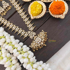 Vriksham Precious Kemp Reversible Pendant Peacock Haram-Gold Bead-G21255