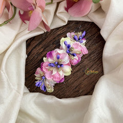Vriksham Artificial Pink Flower White color Combination Hair Clip-Purple Pearl-HF-H1093