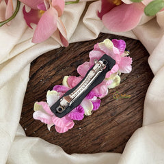 Vriksham Artificial Pink Flower White color Combination Hair Clip-Purple Pearl-HF-H1093