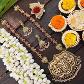 Vriksham Premium Krishna with Gopikas Pendant Layered Haram-Maroon Bead-G21256