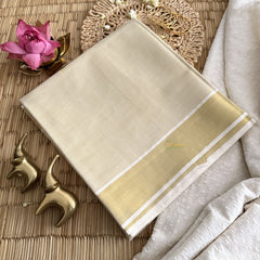 Vriksham Kasavu Plain Cotton Saree-Matt Golden Zari Patti-VS4345