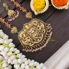 Vriksham Premium Krishna with Gopikas Pendant Layered Haram-Maroon Bead-G21256