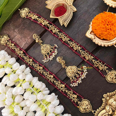 Vriksham Premium Krishna with Gopikas Pendant Layered Haram-Maroon Bead-G21256