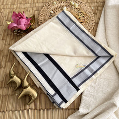 Kasavu Plain Cotton Saree-Silver Zari Patti-VS3479