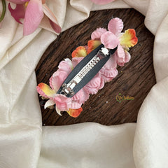 Vriksham Artificial Orange Flower & Pink color Combination Hair Clip-Red Pearl-HF-KH1095