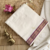 Kasavu Plain Cotton Saree-Golden Zari Patti-VS3472