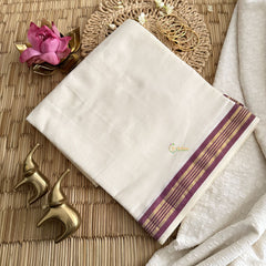 Kasavu Plain Cotton Saree-Golden Zari Patti-VS3472