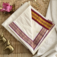 Kasavu Plain Cotton Saree-Golden Zari Patti-VS3472
