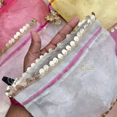 Return Gift Potli Bags-Plain Design With Tikali Work-6 Pieces Set-RG310