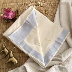 Kasavu Plain Cotton Saree-Silver Zari Patti-VS3470