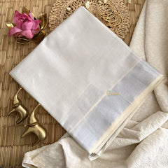 Kasavu Plain Tissue Cotton Saree-Silve Zari Patti-VS3473