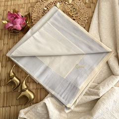 Kasavu Plain Tissue Cotton Saree-Silve Zari Patti-VS3473
