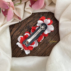 Vriksham Artificial Red Flower & White color Combination Hair Clip-Golden Pearl-HF-H1097
