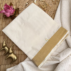 Vriksham Kasavu Plain Cotton Saree-Golden Zari Patti-VS4334