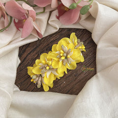 Vriksham Artificial Yellow Flower & White color Combination Hair Clip-Yellow Pearl-HF-H1099
