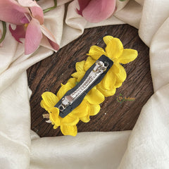 Vriksham Artificial Yellow Flower & White color Combination Hair Clip-Yellow Pearl-HF-H1099