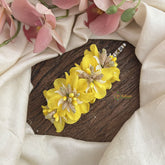 Vriksham Artificial Yellow Flower & White color Combination Hair Clip-Yellow Pearl-HF-H1099