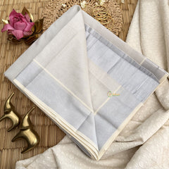 Vriksham Kasavu Plain Cotton Saree-Silver Zari Patti-VS4699