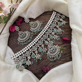Bridal Statement Victorian Diamond Choker-Aqua Green-VV1906