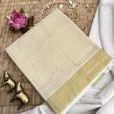 Vriksham Sandan Color Kasavu Plain Tissue Cotton Saree-Golden Zari Patti-VS4698