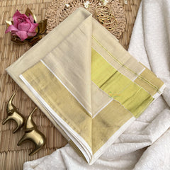 Vriksham Sandan Color Kasavu Plain Tissue Cotton Saree-Golden Zari Patti-VS4698
