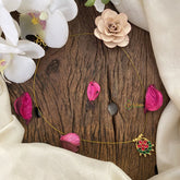 Vriksham Antique Floral Pendant Invisible Chain-Red Green-G16954