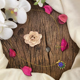 Vriksham Antique Floral Pendant Invisible Chain-Blue Green-G16953