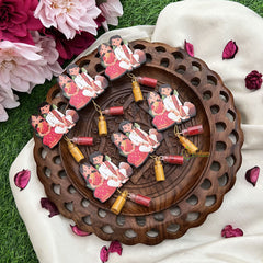 Return Gift Indian Weeding Couple Cutout With Kumkum & Haldi-Set Of 6-RG321