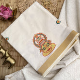 Vriksham Kasavu Cotton Saree Embroidered-Kathakali Face-VS4338