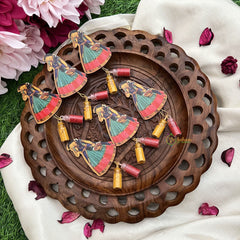 Return Gift Traditional Lady With Flowers Sticker With Kumkum & Haldi-Set Of 6-RG324