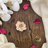 Vriksham Designer Pendant Invisible Chain-Green-Pearl-G16941