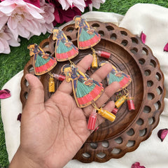 Return Gift Traditional Lady With Flowers Sticker With Kumkum & Haldi-Set Of 6-RG324