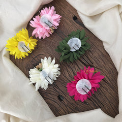 Vriksham Artificial Multi Color With Rose Flower Set U-Pin for Hair Accessories-Golden Pearl-HF-KH1117