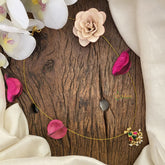 Vriksham Designer Pendant Invisible Chain-Red Green-Pearl-G16943