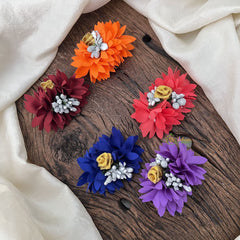 Vriksham Artificial Multi Color With Rose Flower Set U-Pin for Hair Accessories-Golden Pearl-HF-KH1116