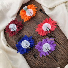 Vriksham Artificial Multi Color With Rose Flower Set U-Pin for Hair Accessories-Golden Pearl-HF-KH1116