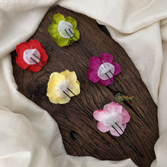 Vriksham Artificial Multi Color 5 Rose Flower Set U-Pin for Hair Accessories-HF-KH1114