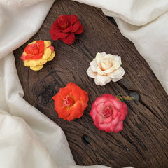 Vriksham Artificial Multi Color 5 Rose Flower Set U-Pin for Hair Accessories-HF-KH1113