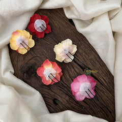 Vriksham Artificial Multi Color 5 Rose Flower Set U-Pin for Hair Accessories-HF-KH1113