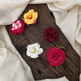 Vriksham Artificial Multi Color 5 Rose Flower Set U-Pin for Hair Accessories-HF-H1083