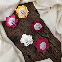 Vriksham Artificial Multi Color 5 Rose Flower Set U-Pin for Hair Accessories-HF-H1083