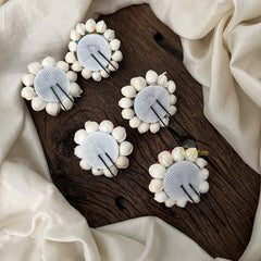 Vriksham Artificial Rose Flower With Jasmine 5 Pieces Hair Pin-HF-H1110