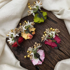 Vriksham Rose Flower With Golden Pollen 5 Pieces Hair Accessories-HF-KH1107